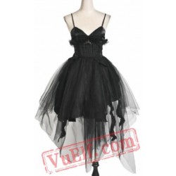 Black Gothic Burlesque Corset Wedding Cocktail Prom Dress