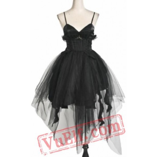 Black Gothic Burlesque Corset Wedding Cocktail Prom Dress