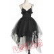 Black Gothic Burlesque Corset Wedding Cocktail Prom Dress