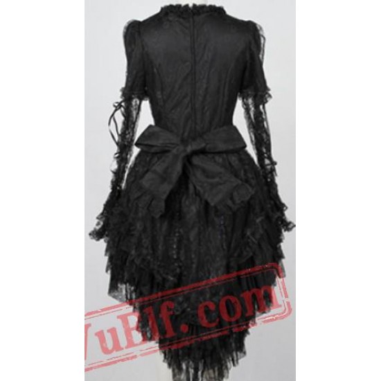 Black Lace Gothic Lolita Short Wedding Dress