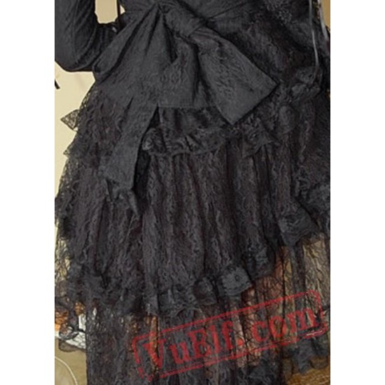 Black Gothic Goth Punk Lace Short Wedding Dress