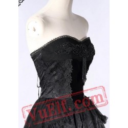 Black Strapless Mini Gothic Wedding Cocktail Party Dress