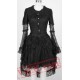 Black Lace Long Sleeve Goth Wedding Cosplay Shirt Dress
