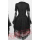 Black Lace Long Sleeve Goth Wedding Cosplay Shirt Dress