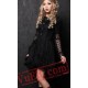 Black Lace Long Sleeve Goth Wedding Cosplay Shirt Dress