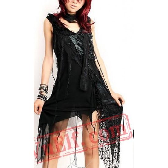 Black Tie Sleeveless Punk Rock Gothic Dress