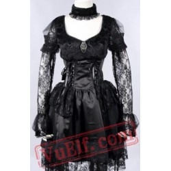 Black Long Sleeve Lace Victorian Gothic Wedding Party Dress