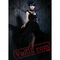 Black Victorian Gothic Wedding Cocktail Dress SKU-11402211