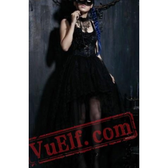 Black Victorian Gothic Wedding Cocktail Dress SKU-11402211