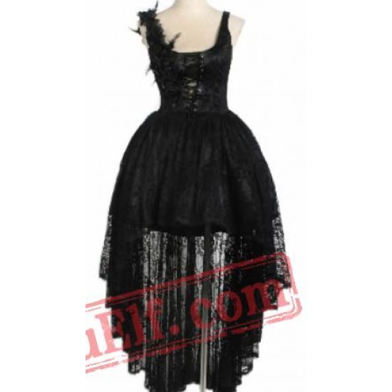 Black Victorian Gothic Wedding Cocktail Dress SKU-11402211
