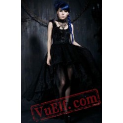 Black Victorian Gothic Wedding Cocktail Dress SKU-11402211