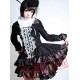 Black Long Sleeve White Lace Victorian Gothic Dress