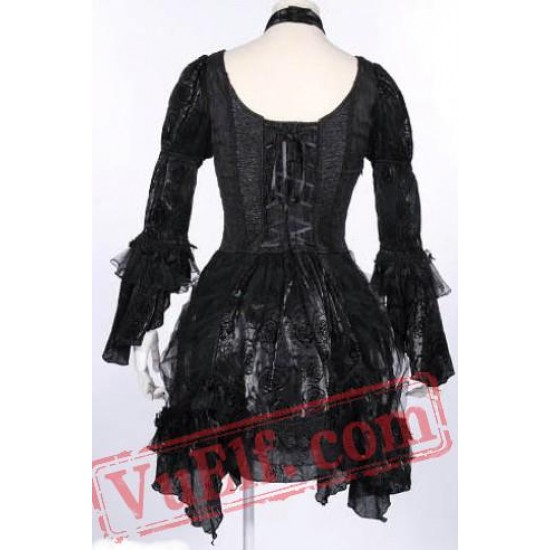 Black Short Victorian Gothic Wedding Party Prom Dress