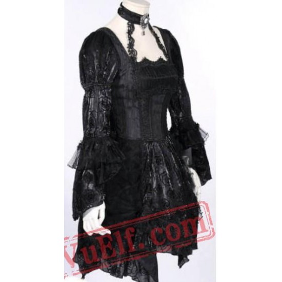 Black Short Victorian Gothic Wedding Party Prom Dress