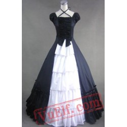 Black White Cap Sleeve Gothic Lolita Wedding Prom Dress