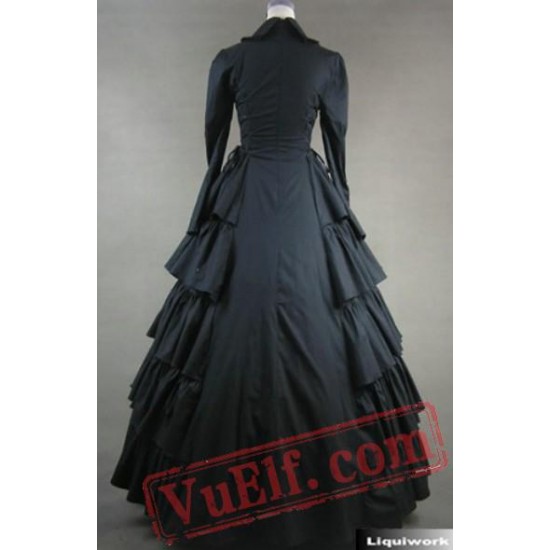 Black Long Sleeve Winter Victorian Gothic Wedding Dress