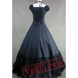 Black White Cap Sleeve Gothic Lolita Wedding Prom Dress