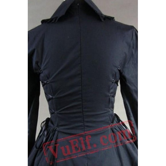 Black Long Sleeve Winter Victorian Gothic Wedding Dress