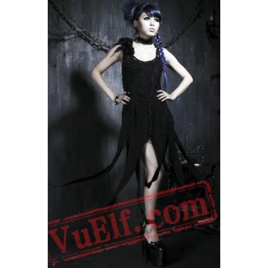 Black Sleeveless Gothic Cosplay Cocktail Dress