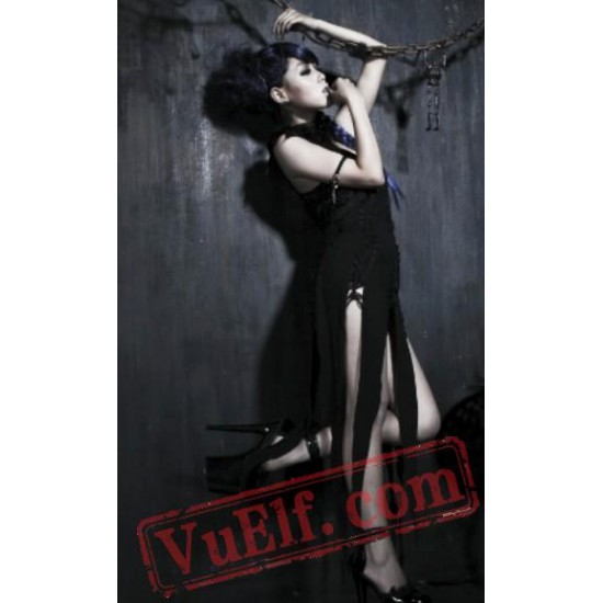 Black Sleeveless Gothic Cosplay Cocktail Dress