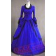 Blue Long Sleeve Winter Colonial Goth Wedding Dress