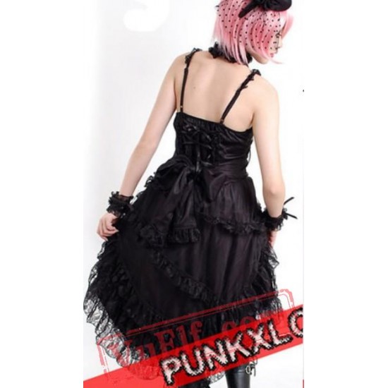 Black Spaghetti Gothic Corset Cocktail Dress