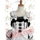 Black And White Sleeveless Bandage Cotton Gothic Lolita Dress