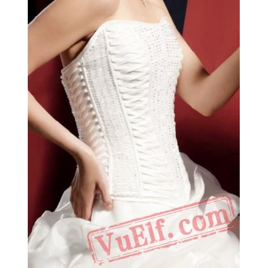Cute White Gothic Lolita Corset Wedding Dress