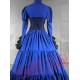 Blue Long Sleeve Corset Medieval Goth Wedding Dress