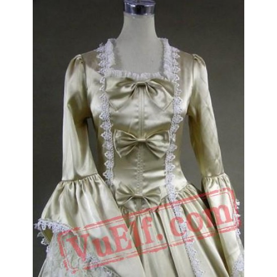 Gold Long Sleeve Winter Victorian Wedding Dress