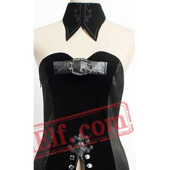 Black Strapless Corset Punk Gothic Prom Dress