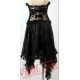 Long Black Gold High Waisted Goth Corset Wedding Dress