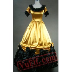 Gold Short Sleeve Gothic Medieval Renaissance Wedding Prom Dress