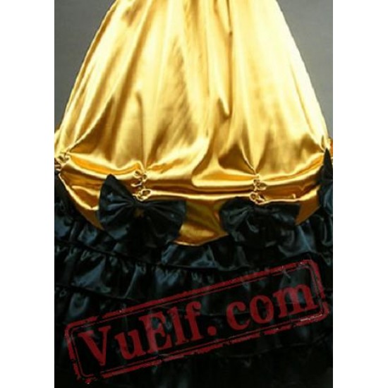Gold Short Sleeve Gothic Medieval Renaissance Wedding Prom Dress