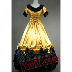 Gold Short Sleeve Gothic Medieval Renaissance Wedding Prom Dress