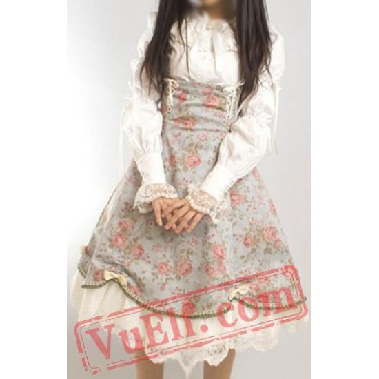 Gothic Lolita Long Lace High Waisted Corset Wedding Dress