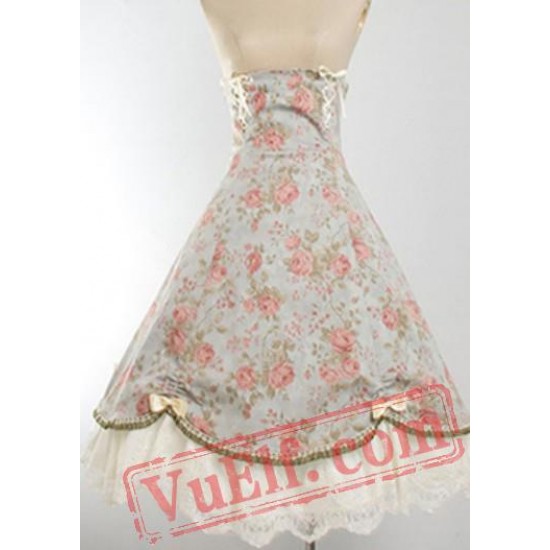 Gothic Lolita Long Lace High Waisted Corset Wedding Dress