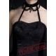 Little Black Halter Tea Length Gothic Punk Prom Dress