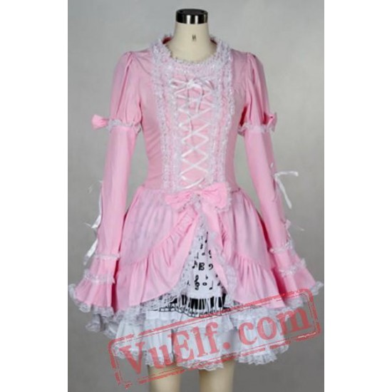 Pink Long Sleeve Summer Spring Gothic Lolita Prom Party Dress