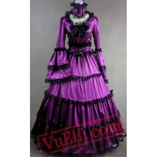 Purple Medieval Goth Cosplay Wedding Prom Dress