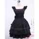 Black Bows Ruffles Cotton Gothic Lolita Dress