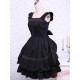 Black Bows Ruffles Cotton Gothic Lolita Dress