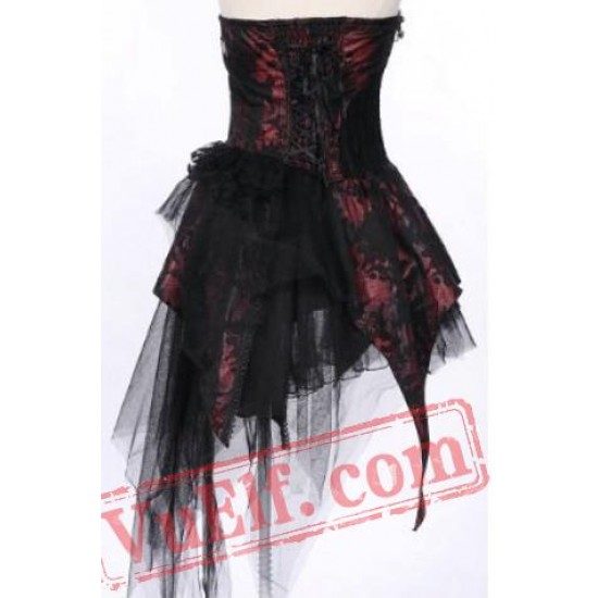 Red and Black Strapless Short Wedding Cocktail Party Dress