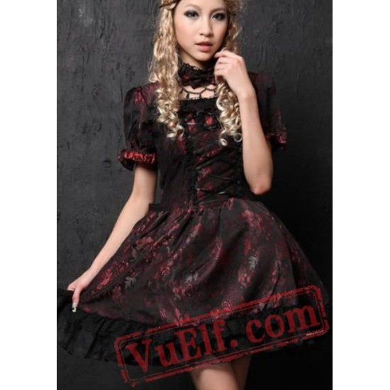 Red Gothic Bridal Wedding Cosplay Prom Dress