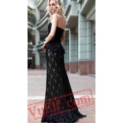 Sexy Black Strapless Flapper Fitted Gothic Prom Evening Dress
