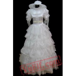 White Short Sleeve Lace Gothic Lolita Wedding Dress