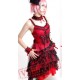 Sexy Red Spaghetti Gothic Fringe Cocktail Dress