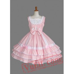 Cute Multi layer Pink Bow Cotton Sweet Lolita Dress