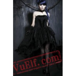 Victorian Gothic Strapless Wedding Cocktail Party Dress