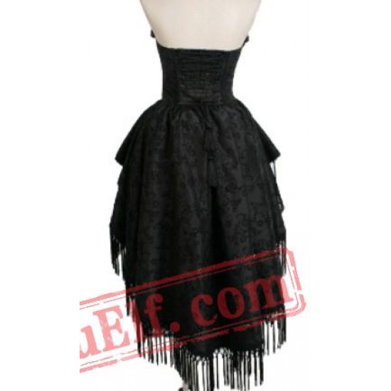 Victorian Gothic Strapless Wedding Cocktail Party Dress